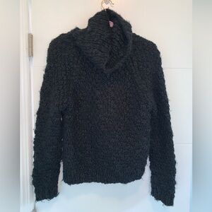 VIVIENNE TAM Wool Knit Sweater Mohair Black Turtleneck Vintage 90s Large